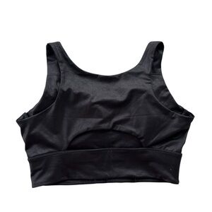 Rae‎ Mode Women’s S Black Faux Leather Cut-out Longline Sports Bra Crop Top Chic